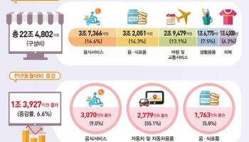 8월 온라인쇼핑 거래액 22.4조원…소비쿠폰에 음식배달↑