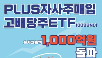 PLUS 자사주매입고배당주 ETF, 상장 3주 만에 1000억 돌파