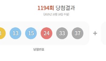 로또 1194회 당첨번호 '3·13·15·24·33·37'…보너스 '2'