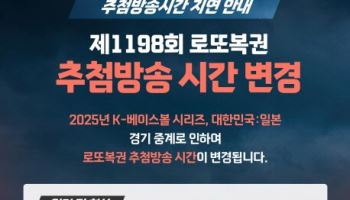 로또복권 1198회차 추첨시간 미뤄져