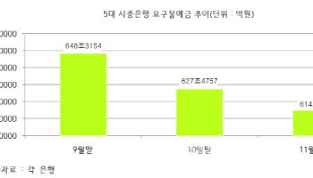 "자금 이탈 막아라"…이달 5대銀 요구불예금 매일 1.1조원↓