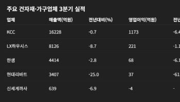 건설경기 한파에 건자재·가구업계도 ‘꽁꽁’