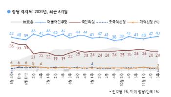 민주 43%·국힘 24%…지선 기대도 與 42% vs 野 35% 