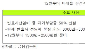 내달 운전자보험 변호사선임비 50% 본인 부담 신설