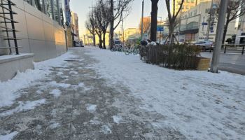 예쁜 첫눈, 바닥은 이미 얼기 시작했다…겨울 낙상 주의보