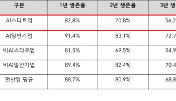 AI스타트업 3년 생존율 절반… 연구개발비 정부 의존 전산업 평균 4배