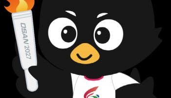 성화 든 까산이, 오산시 '2027~28 경기도체전' 상징물 공개