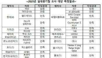 현대차·테슬라·벤츠…작년 신차 23종 실내공기질 ‘전부 합격’