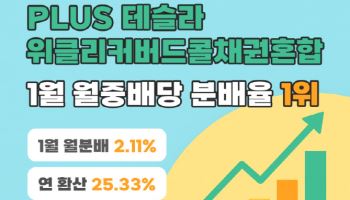 PLUS 테슬라위클리커버드콜채권혼합 ETF, 1월 분배율 1위