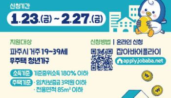 파주시, 청년 전·월세 보증금 대출이자 지원