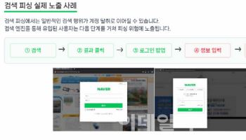 네이버 검색 엔진 악용 피싱, 하루 평균 50곳 노출
