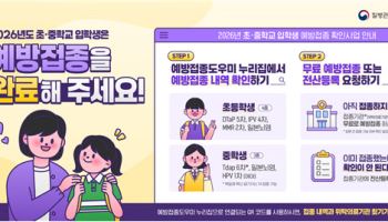 "초·중학교 입학생, 필수 예방접종 완료하세요"