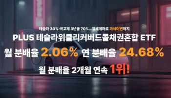 PLUS 테슬라커버드콜채혼, 2월 분배율 2.06%…월배당 ETF 1위