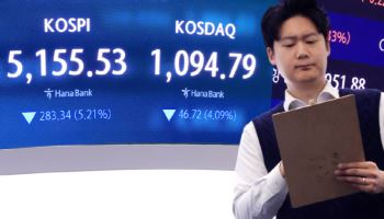 코스피, 5%대 급락해 5100선…중동 긴장에 유가 급등 여파