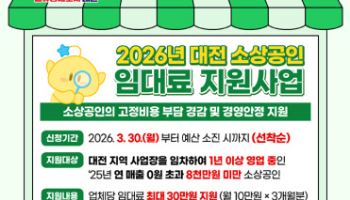 대전시, 소상공인 임대료 지원사업 3년 연속 추진