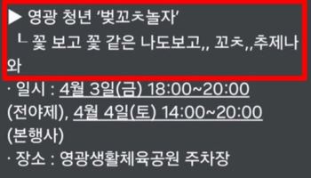 "벚꼬ㅊ놀자...꼬ㅊ…추제나 와" 영광군은 오타라는데 '글쎄'