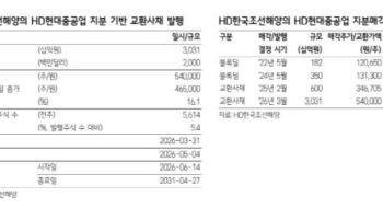 “HD한국조선해양 교환사채 발행…HD현대중공업 투자심리 악영향”