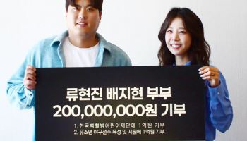류현진·배지현 부부, 프로 데뷔 20주년 기념 2억 원 기부