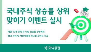 하나증권, 국내주식 상승률 상위 맞히기 이벤트 실시