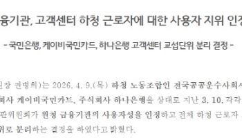 국민·하나은행·KB카드 콜센터 노조 ‘사용자성’ 인정에 금융권 셈법 복잡