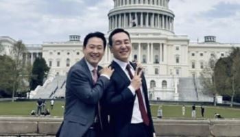 美 의사당 앞 '미소'…장동혁 사진에 국힘 내부서 "억장 무너져"