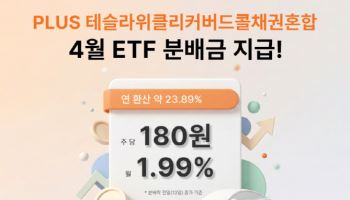 PLUS 테슬라위클리커버드콜채권혼합, 4월 분배금 180원 지급