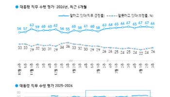 李대통령 지지율 66%…전주대비 1%p 하락 