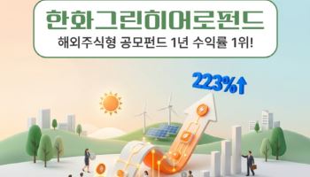 한화그린히어로펀드 1년 새 223%↑... 해외주식형 공모펀드 수익률 1위