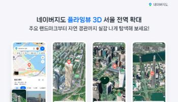 네이버지도, '플라잉뷰 3D' 서울 전역 확대…63빌딩·국회도 입체 탐색