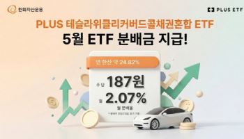 PLUS 테슬라위클리커버드콜채권혼합, 5월 분배금 187원 지급