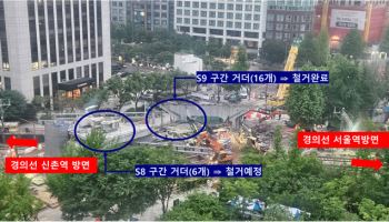 서소문 고가 거더 16개 철거 완료…30일 경의선 첫차 운행 목표
