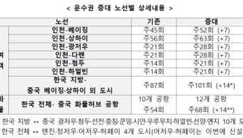 7년 만에 한중 하늘길 넓어진다…상하이·광저우 항공편 확대