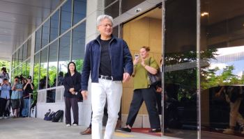 [포토]젠슨 황, 김포공항 착륙