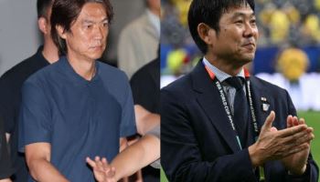 "홍명보 나가!" vs "일본 축구, 세계 정상급"…엇갈린 한일 사령탑