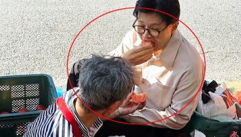 한동훈, '찰밥 할머니'와 나란히…이번엔 토마토 먹방