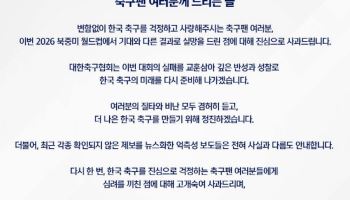 대한축구협회 "월드컵서 실망감 드려 사과... 억측성 보도는 사실과 달라"