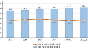 '119 구급차 이용 증가에도 뇌졸중 병원 도착 시간 개선 안돼'