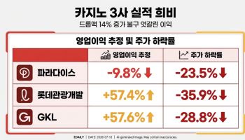 카지노 3사 드롭액 14% 증가에도 실적 희비 엇갈려