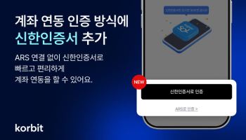 코빗, 계좌 인증 방식에 신한인증서 추가…절차 간소화