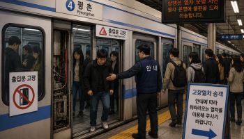 4호선 평촌역서 열차 출입문 고장…출근길 시민 불편