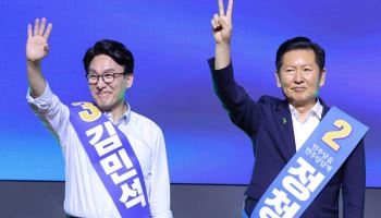 민주 전대 충청 경선, 김민석 '깜짝 승리'…정청래와 303표차(상보)