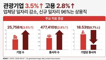 관광기업 3.5% 늘 때 고용은 2.8%…업체당 일자리 줄었다