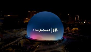 "라스베이거스 스피어 집어삼킨 BTS"…제미나이가 펼친 60초 '장관'