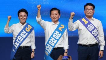 "호남의 아들·사위""광주의 미래"…鄭·金·宋, 전남광주서 '신경전'