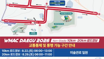 대구세계마스터즈육상 로드레이스…22일부터 주말 도로 통제