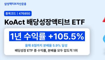 삼성액티브자산 KoAct 배당성장액티브, 배당성장 ETF 중 수익률·분배율 1위