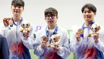 막판 뒤집기…한국 사격, 남자 공기소총 단체전 동메달