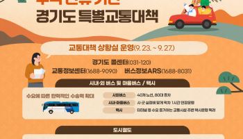 경기도, 추석 연휴 시외버스 증차하고 철도 운행시간 연장
