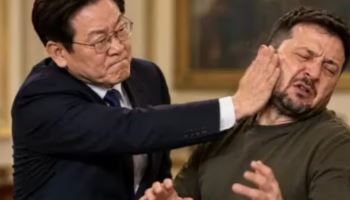 '젤렌스키 뺨 때리는 李' AI 사진까지…러, 갈등 부추기나