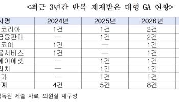 대형 GA 위법행위 반복…3년간 제재 42건·과태료 73억원